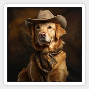 Cowboy Dog - Golden Retriever Magnet